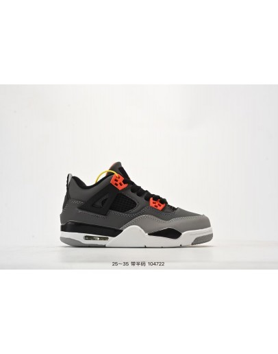 Kids Nike Air Jordan 4 Retro (Infared Sneakers in Grey Colourway )