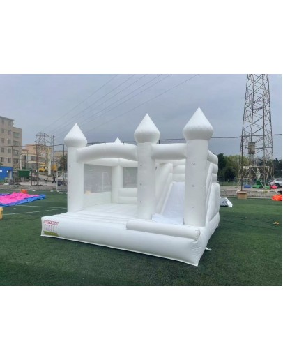 White Bounce House/ Jumping Castle with Slide 2