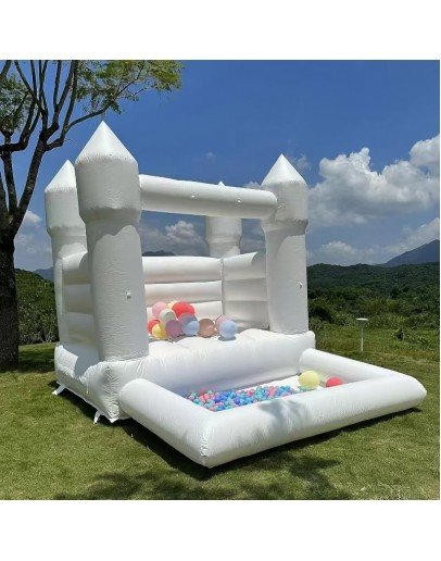 White Commercial Jumping Castle with Front Splash/Play Area