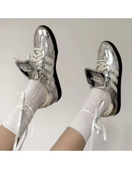 Adidas x Wales Bonner Samba sneakers in silver metallic leather